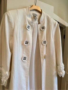 Multiples Women's Cream Double-Breasted Button Coat